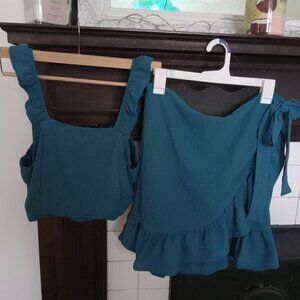 2 piece crop top and skirt